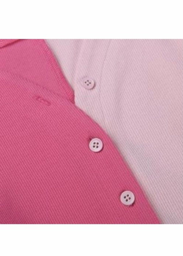 Fashionline Sexy V-Neck Color Block Crop Top (Pink) 211104134