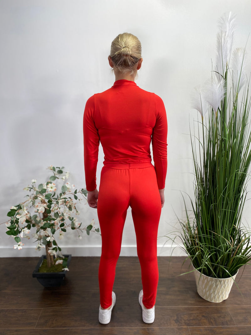 Capella Crop Top And Pants Track Set (Fiery Red) BTP2923
