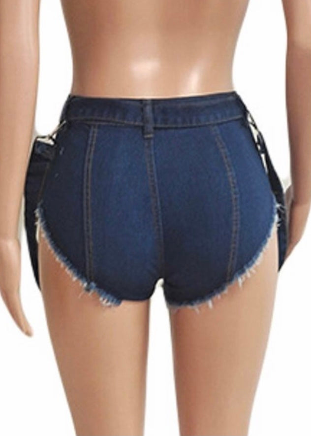 E-Show Tassel Detail Denim Shorts (Dark Blue) CN1270