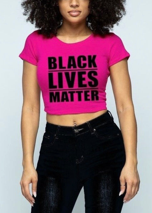 Lime Mist Black Lives Matter Graphic Basic Cop Top Tee (Fuchsia) T8201-BLM