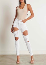 Vibrant Denim Skinny Jeans (White) P1093