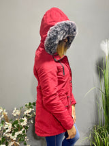 5Besties Fleece Hoodie Jacket W/ Piping Trim Detail (Red) SN1137