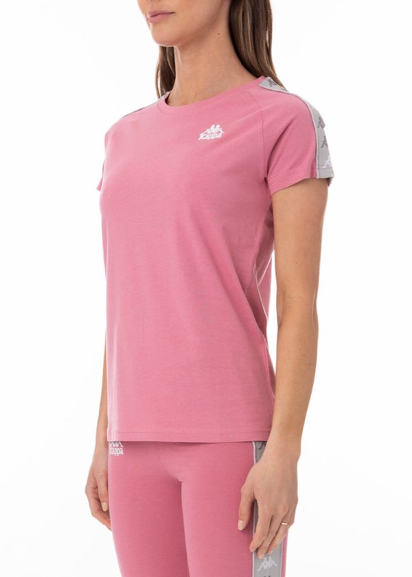 Kappa 222 Banda Bayamon T Shirt (Pink/Grey) 33153FW
