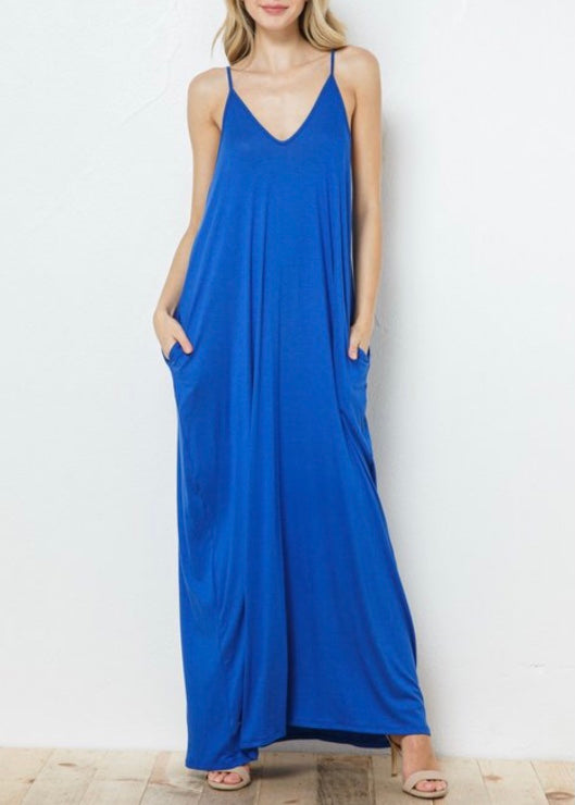 Love In Full Length Harem Maxi Dress (Royal Blue) D5883
