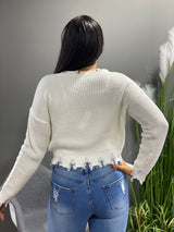 Hera Distressed Sweater Top (Cream)