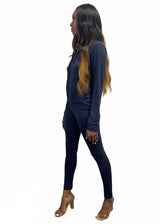 Top Fashion 2 Piece High Waist Pants And Hoodie Set (Charcoal) JV30937