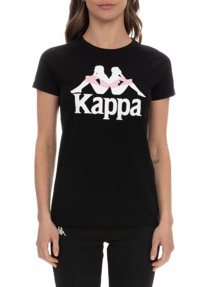 Kappa Authentic Football Visli T Shirt (Black/White/Pink) 38147XW