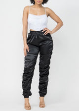 Hera Collection Satin Ruched Pants (Black) 62050