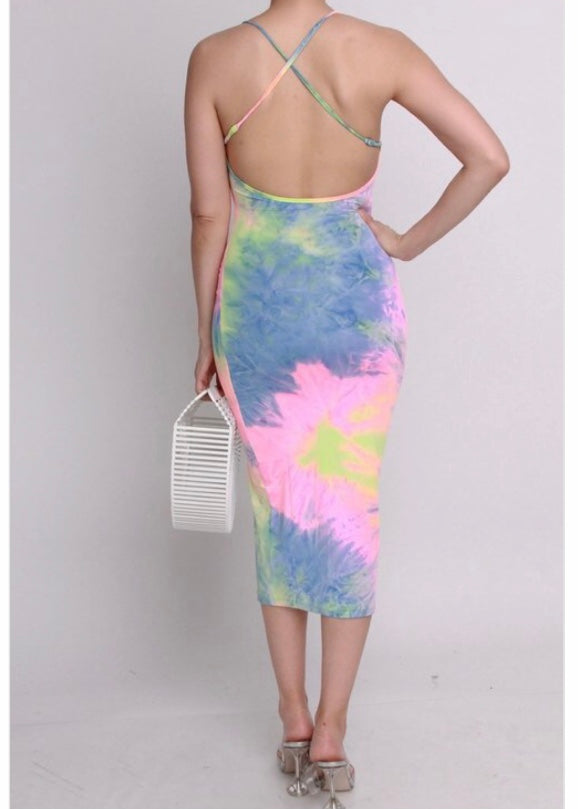 SJK Fashion Sleeveless Spagetti Strap Dress (Multi) D42616