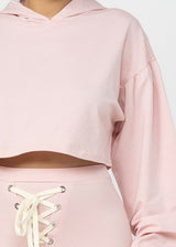 Capsulle Hooded Crop Top & Pants Set (Pink) CC2735