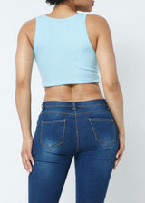 Hera Collection String Up Open Front Crop Top (Lt. Blue) 22475