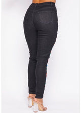N1 Criss Cross Shoe Lace Detail Jeans (Black) KL1608