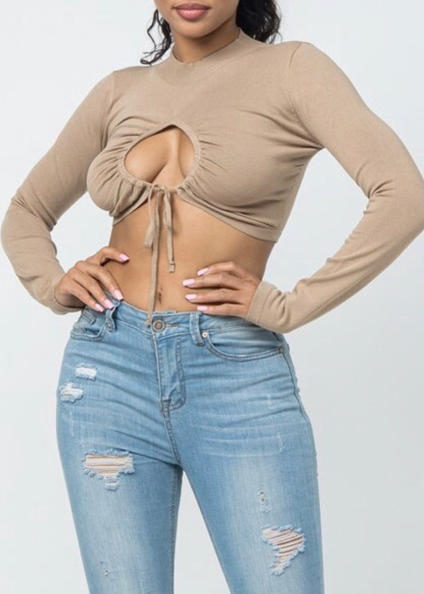 Hera Collection Long Sleeve Crop Top (Milk Coffee) 22638-O