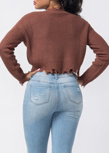 Hera Distressed Sweater Top (Cocoa) 21492