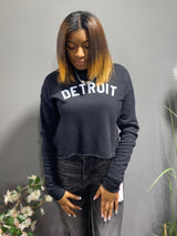 Ink Detroit Cropped Fleece Sweatshirt (Black)