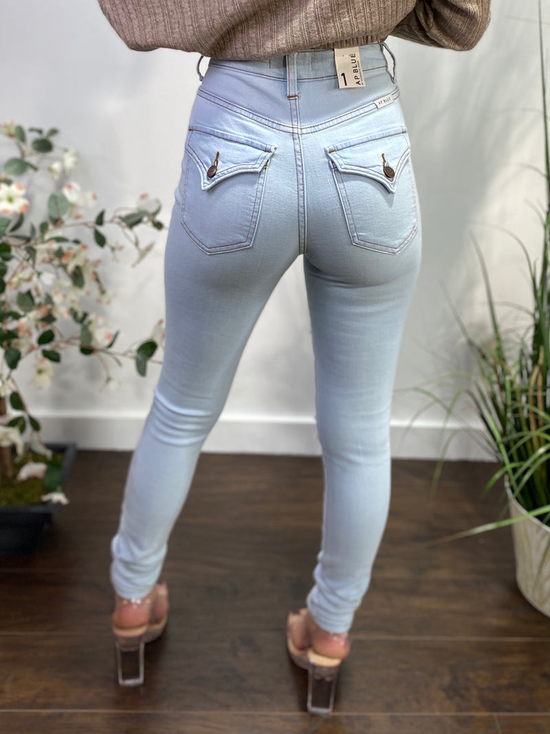 Aphrodite High Washed Down Rise Skinny Jeans (Light Blue) AP4738