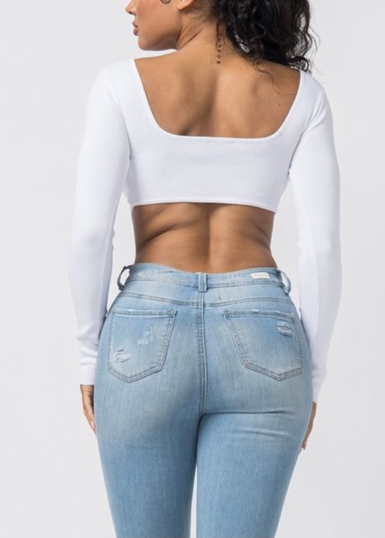 Hera Collection Double Ring Crop Top (White) 22577-O