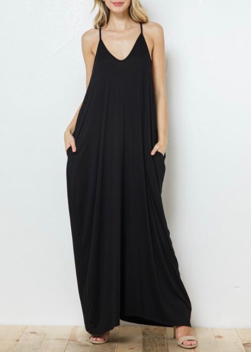 Love In Full Length Harem Maxi Dress (Black) D5883