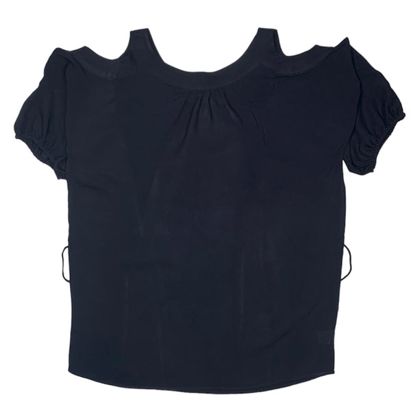 Picky Girl Open Shoulder Tunic Blouse Top (Black)