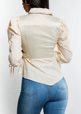 Kaylee Kollection Button Up Top (Ivory) JK2577