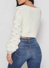 Hera Collection Chunky V Neck Sweater (Ivory) 22004