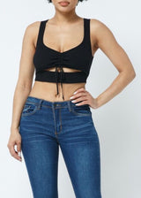 Hera Collection String Up Open Front Crop Top (Black) 22475
