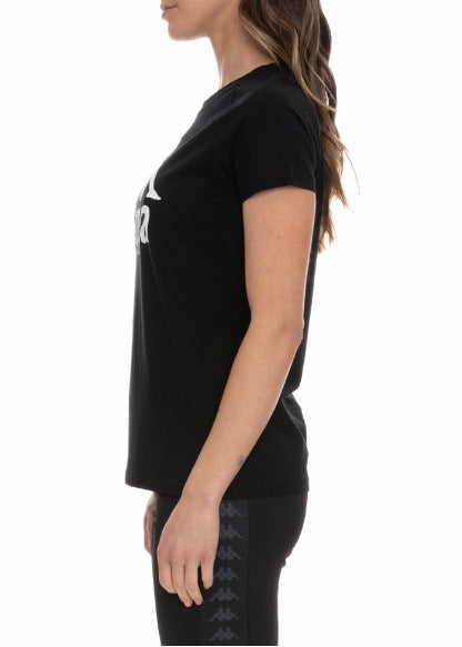 Kappa Authentic Football Visli T Shirt (Black/White/Pink) 38147XW