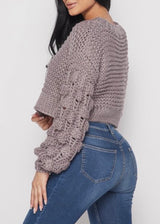 Hera Collection Chunky V Neck Sweater (Grey) 22004