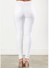 Vibrant Neon Berry Skinny Jeans (White) P1113