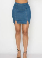 Denim Blvd Sleeveless Crop Top & Pencil Skirt Set (Med Blue) DB213TESBD