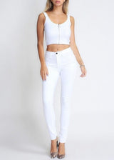 Vibrant Non-Distressed Skinny Jeans (White) P1303