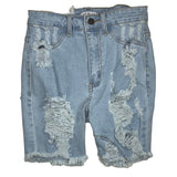 Aphrodite Frayed Washed Down Shorts (Light Blue) AP6244F