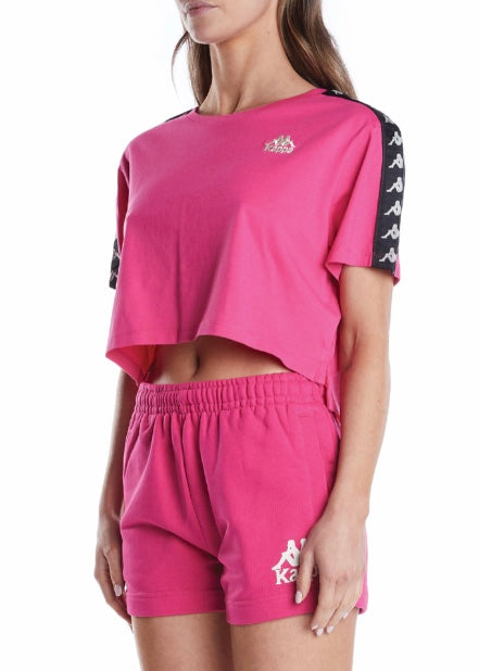 Kappa 222 Banda Apua T Shirt (Pink/Black) 303WGQ0-D3B