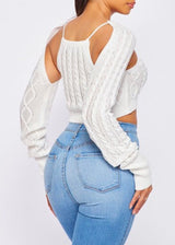 Hot & Delicious Lace Detail Long Sleeve Top (White) HT7895