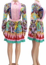 E-Show Long Sleeve Mini Dress (Pink Multi) SYMM110