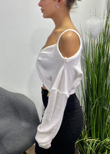 WinWin Strap On Long Sleeve Tied Sweater Top (Ivory) WT11553
